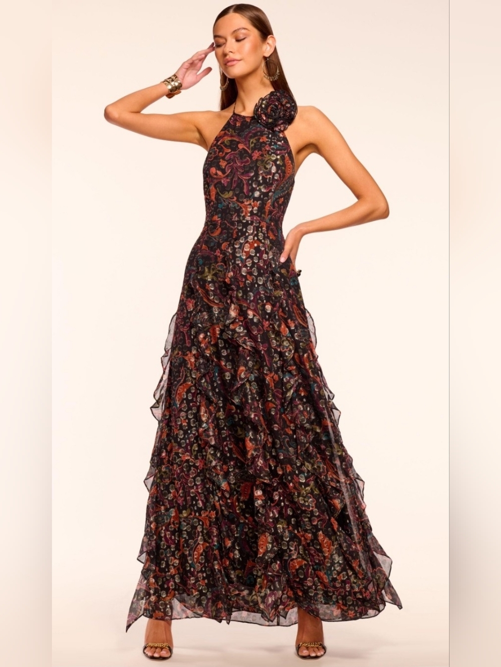 RAMY BROOK Idella Printed Halterneck Gown.